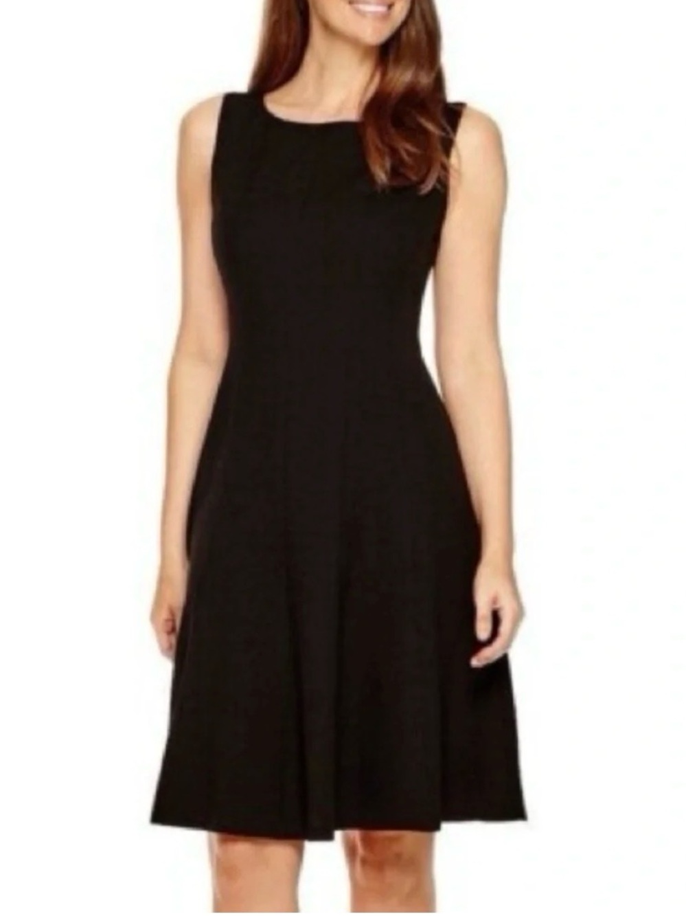 Evan Picone Black Sleeveless Midi Fit-and-Flare Dress